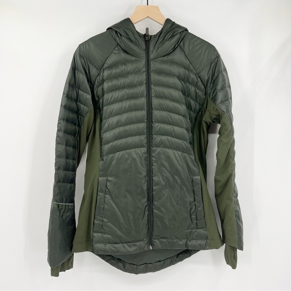 Lululemon Down For A Run Jacket II Size 12 Gator Green 800 Fill Down - Picture 1 of 7
